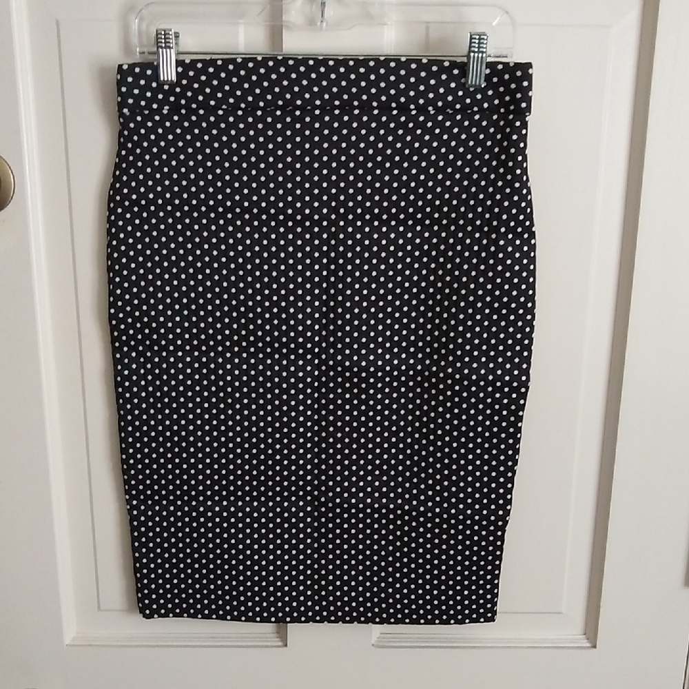 Elle Black and White Polka Dot Pencil Skirt
